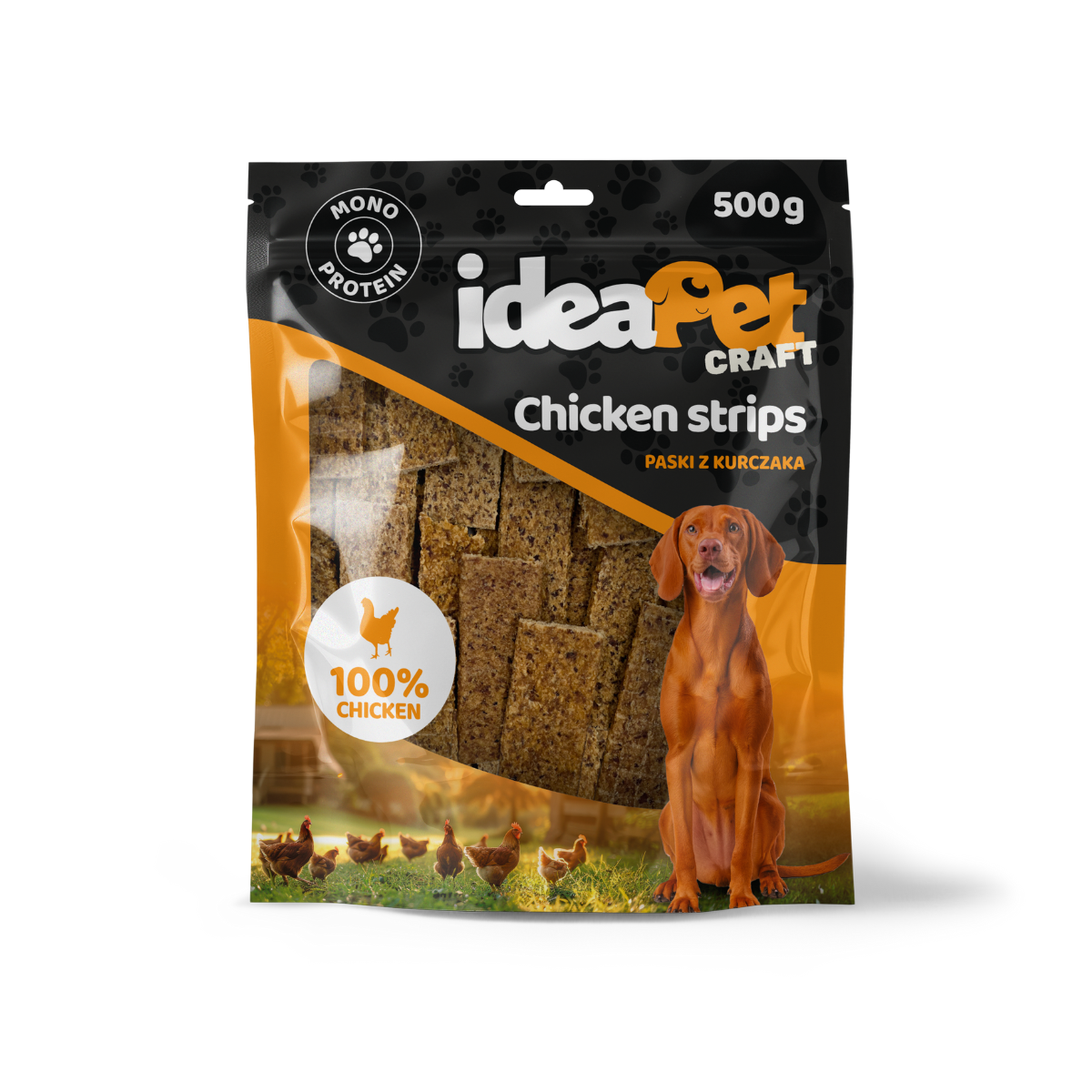 Paski z kurczaka 500g, przysmak dla psa ideaPet Craft