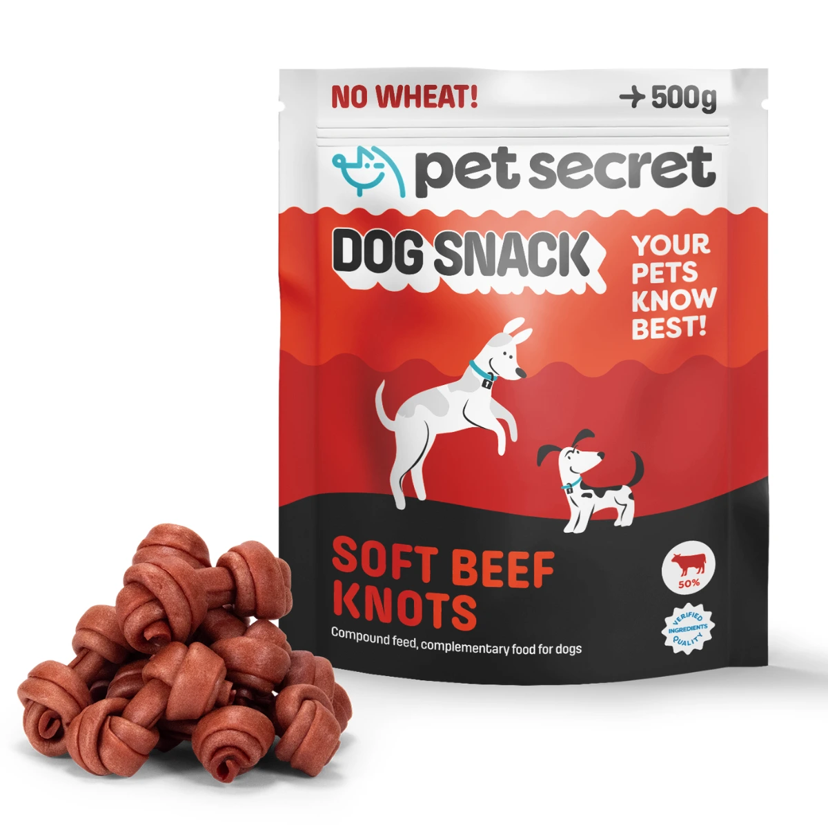 Pet Secret Dog Snack Miękkie węzełki z wołowiny 500g, przysmak dla psa