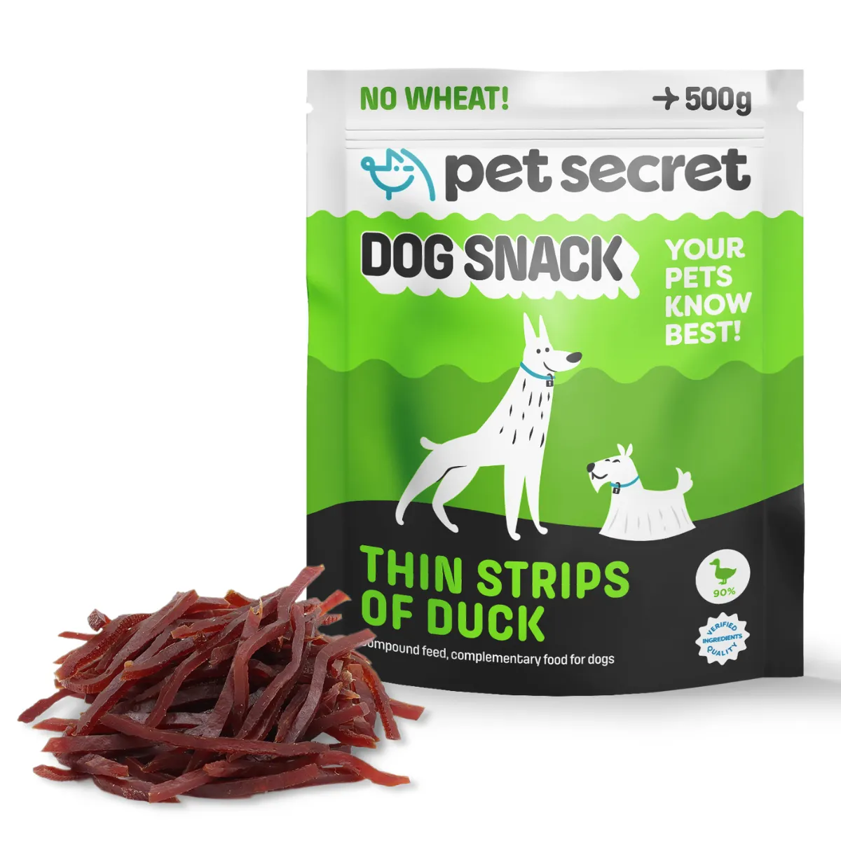 Pet Secret Dog Snack Cieniutkie paseczki z kaczki 500g, przysmak dla psa