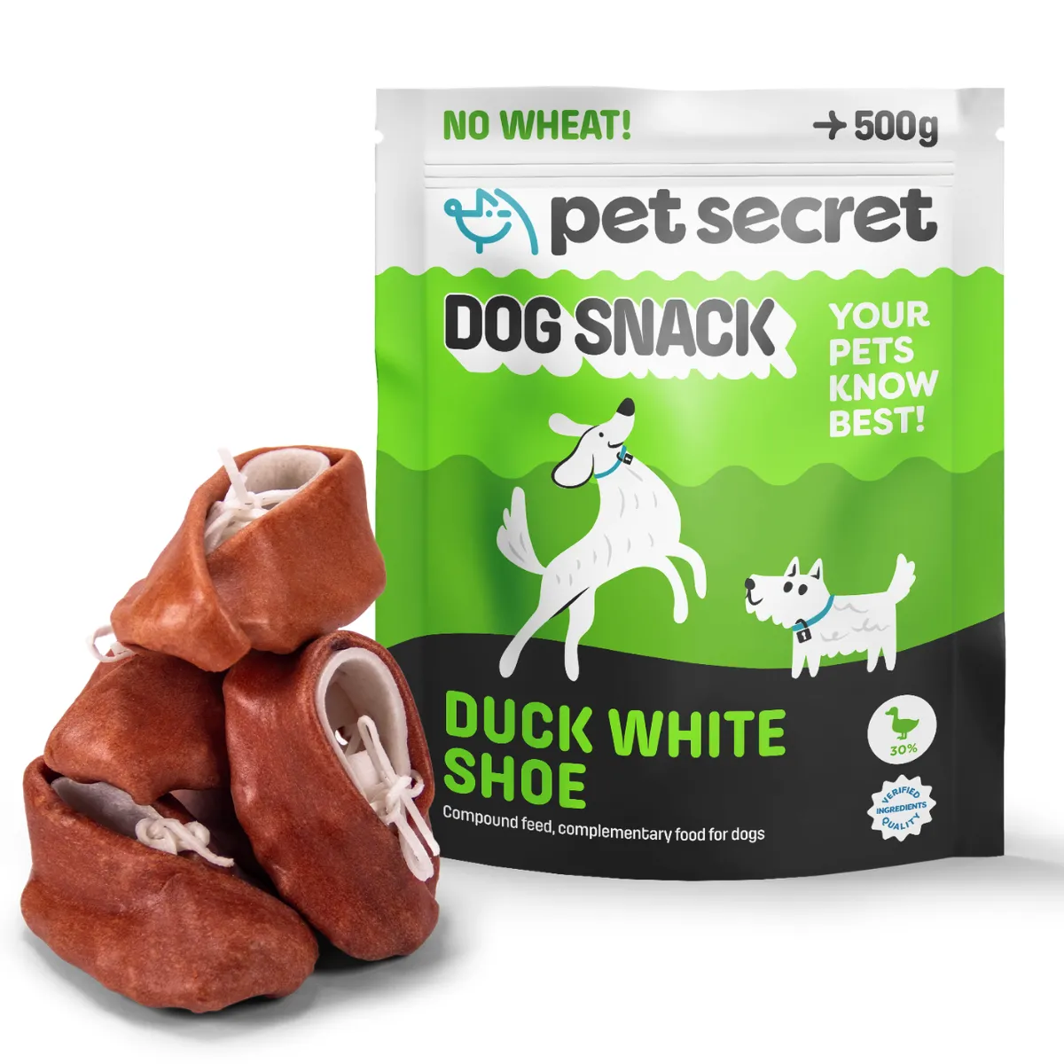 Pet Secret Dog Snack Buciki białe w kaczce 500g, przysmak dla psa